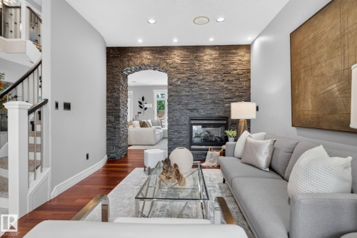 93 Nottingham Point, Sherwood Park, AB - Indoor Photo Showing Living Room With Fireplace