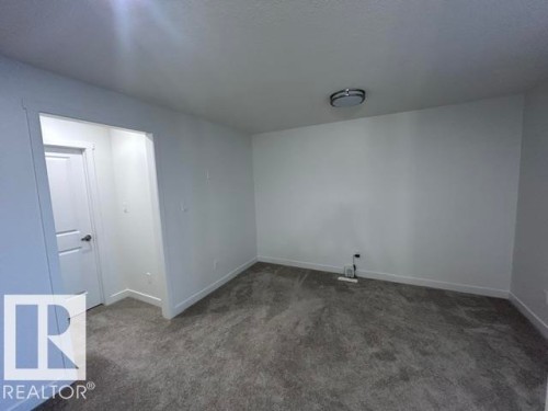 Wall-to-wall carpeting with light gray walls, an interior door, and a flush-mount ceiling light fixture - 20936 16 Avenue Nw, Edmonton, AB - Indoor Photo Showing Other Room