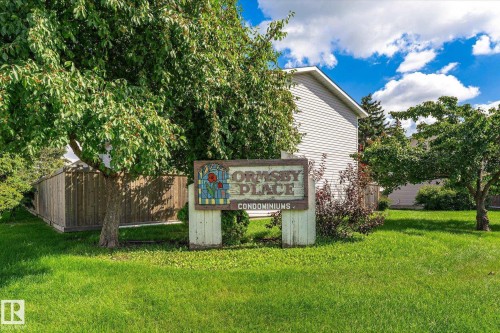 Manicured lawn with mature trees and wood fencing - 18307 66 Avenue Nw, Edmonton, AB - Outdoor