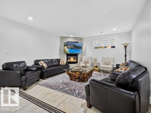 17411 106 Street Nw, Edmonton, AB - Indoor Photo Showing Living Room With Fireplace