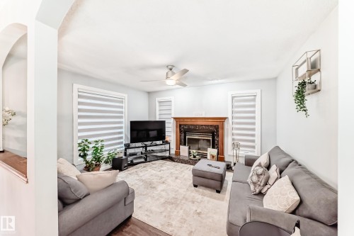6223 162B Ave Nw, Edmonton, AB - Indoor Photo Showing Living Room With Fireplace