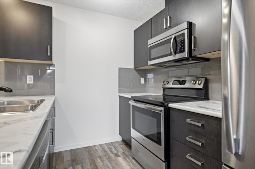 #424 5515 7 Av Sw, Edmonton, AB - Indoor Photo Showing Kitchen With Stainless Steel Kitchen With Double Sink