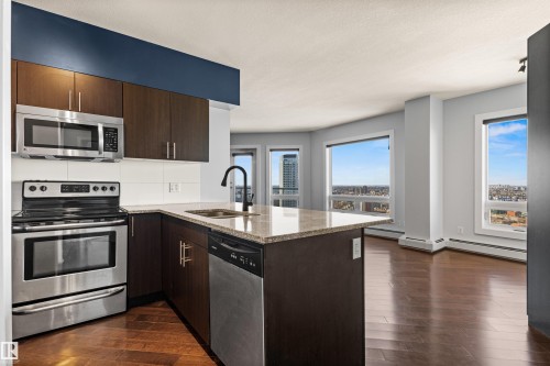 #2401 10152 104 St Nw, Edmonton, AB - Indoor Photo Showing Kitchen With Double Sink