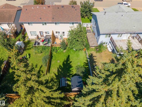 Expansive backyard featuring a green lawn, mature trees, and a wooden privacy fence - 4609 38A Avenue Nw, Edmonton, AB - Outdoor With View