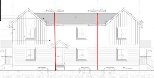 Architectural Drawing, Elevation View. Illustrating the exterior facade and structural elements of the property - 12160 93 Street Nw, Edmonton, AB 