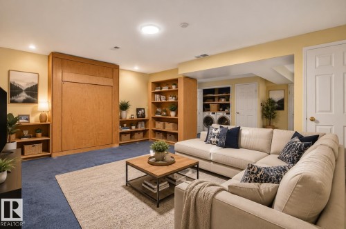 Recreation room Virtually staged - 3755 20 Street Nw, Edmonton, AB - Indoor Photo Showing Living Room