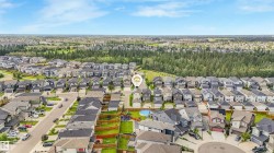 Aerial perspective showcasing a residential neighborhood with varied architectural styles - 