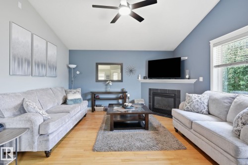 66 Willowby Close, Stony Plain, AB - Indoor Photo Showing Living Room With Fireplace