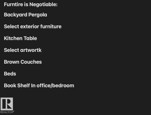 Addendum, Furniture List. Itemizing specific furniture pieces that are negotiable in the property transaction - 22 Voleta Crest, Spruce Grove, AB - Other