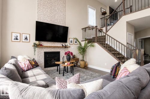 241 Westbrook Wynd, Fort Saskatchewan, AB - Indoor Photo Showing Living Room With Fireplace