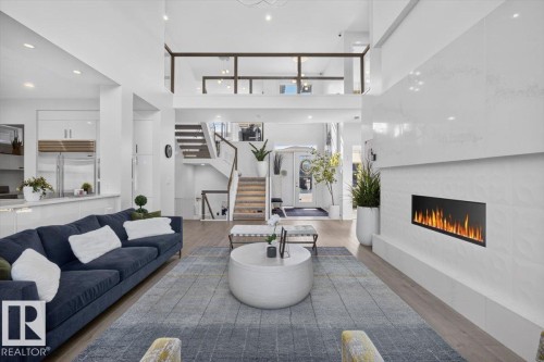 1123 Wahl Place Nw, Edmonton, AB - Indoor Photo Showing Living Room With Fireplace