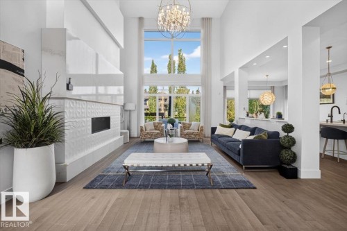 1123 Wahl Place Nw, Edmonton, AB - Indoor Photo Showing Living Room With Fireplace