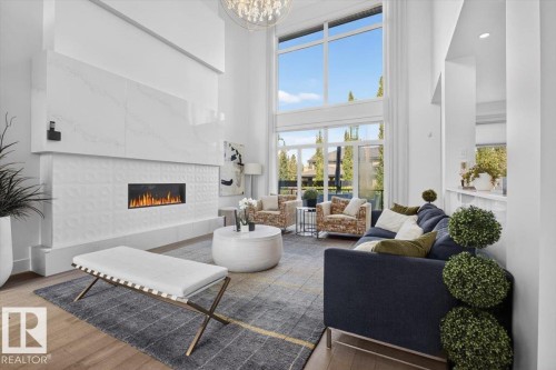 1123 Wahl Place Nw, Edmonton, AB - Indoor Photo Showing Living Room With Fireplace