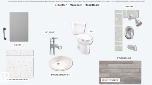 Mood Board. Displaying the selected components and finishes for the property's main bath - 20424 16 Avenue Nw, Edmonton, AB - Other