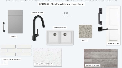 Mood Board. Displaying material and fixture selections for the property's main floor and kitchen areas - 20424 16 Avenue Nw, Edmonton, AB - Other