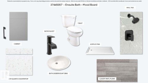 Mood Board. Displaying the selected materials and fixtures for the property's ensuite bath - 20424 16 Avenue Nw, Edmonton, AB - Other