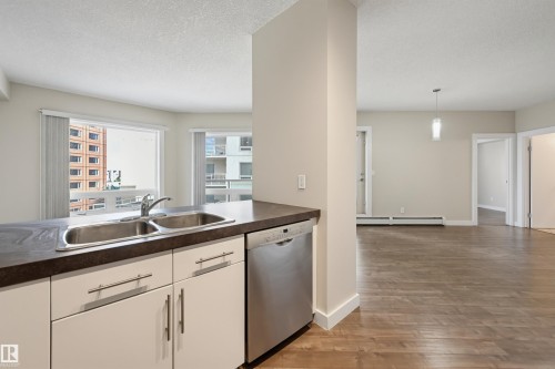 #801 10136 104 St Nw, Edmonton, AB - Indoor Photo Showing Kitchen With Double Sink
