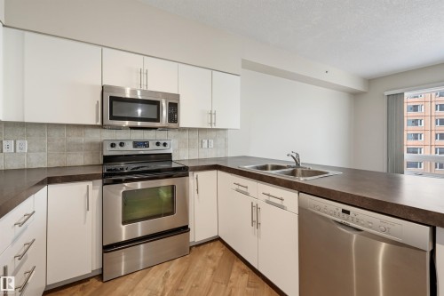 #801 10136 104 St Nw, Edmonton, AB - Indoor Photo Showing Kitchen With Double Sink