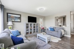 Warm neutral wall paint, wood-finish flooring, recessed wall niche, and built-in display cabinetry - 