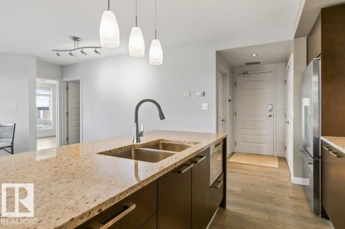 #1102 10388 105 St Nw, Edmonton, AB - Indoor Photo Showing Kitchen With Double Sink With Upgraded Kitchen