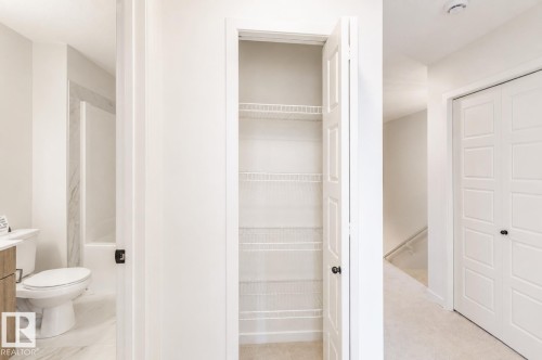 Wire shelving pantry storage - 219 157 Avenue Ne, Edmonton, AB - Indoor Photo Showing Bathroom