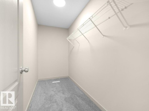 Walk-in closet featuring wire shelving, gray carpeting, and a flush-mount ceiling light - 3010 17A Ave Nw, Edmonton, AB - Indoor With Storage