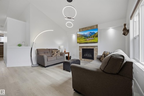 1 Dittrich Avenue, Fort Saskatchewan, AB - Indoor Photo Showing Living Room With Fireplace