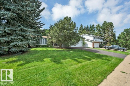 Expansive front lawns with mature evergreen trees. - 5620 151 Street Nw, Edmonton, AB - Outdoor