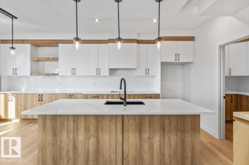 29 Foxtail Road, Fort Saskatchewan, AB - Indoor Photo Showing Kitchen With Double Sink With Upgraded Kitchen