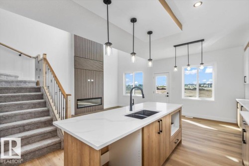 29 Foxtail Road, Fort Saskatchewan, AB - Indoor Photo Showing Kitchen With Double Sink With Upgraded Kitchen