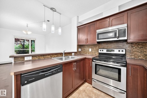 #102 2584 Anderson Way Sw, Edmonton, AB - Indoor Photo Showing Kitchen With Double Sink