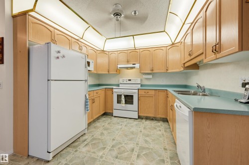 #211 10915 21 Av Nw, Edmonton, AB - Indoor Photo Showing Kitchen With Double Sink