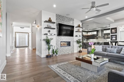 3652 Westcliff Way Sw, Edmonton, AB - Indoor Photo Showing Living Room With Fireplace