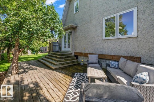 Rear deck with multiple steps and direct access to the interior - 11429 64 Street Nw, Edmonton, AB - Outdoor With Deck Patio Veranda