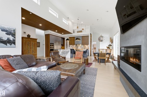 4111 Aspen Drive Nw, Edmonton, AB - Indoor Photo Showing Living Room With Fireplace