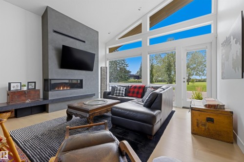 4111 Aspen Drive Nw, Edmonton, AB - Indoor Photo Showing Living Room With Fireplace