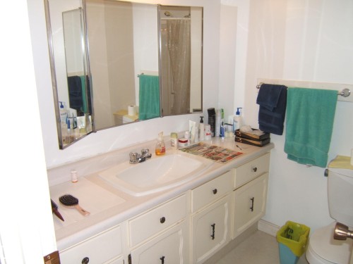 Vanity featuring an integrated sink, polished chrome faucet, and storage cabinetry - 5404 49 Street, Two Hills, AB - Indoor Photo Showing Bathroom