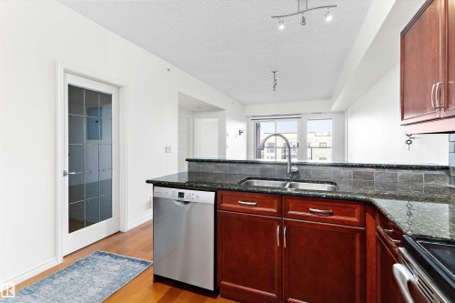 #702 10303 111 St Nw, Edmonton, AB - Indoor Photo Showing Kitchen With Double Sink