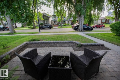 Paver patio with pavers and mature trees - 11131 52 Street Nw, Edmonton, AB - Outdoor