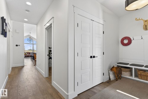 Hallway featuring wood-finish flooring and recessed lighting - 45 Evermore Crescent, St. Albert, AB - Indoor Photo Showing Other Room