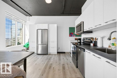 #1609 10024 Jasper Av Nw, Edmonton, AB - Indoor Photo Showing Kitchen With Stainless Steel Kitchen