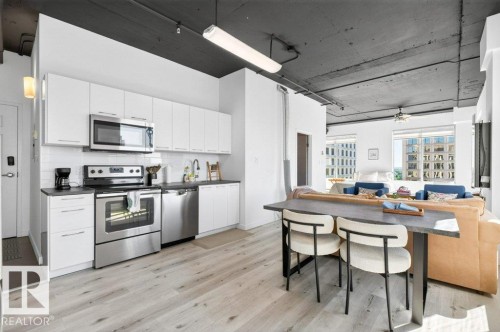 #1609 10024 Jasper Av Nw, Edmonton, AB - Indoor Photo Showing Kitchen With Stainless Steel Kitchen