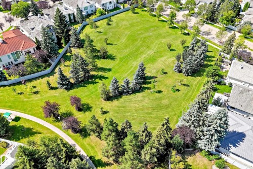 Expansive green space featuring mature evergreen trees and a paved pedestrian pathway - 209 Carmichael Close Nw, Edmonton, AB - Outdoor With View