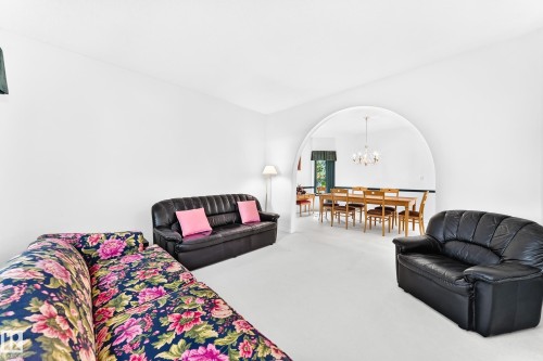Open-concept living area featuring a wide arched entryway - 209 Carmichael Close Nw, Edmonton, AB - Indoor Photo Showing Living Room