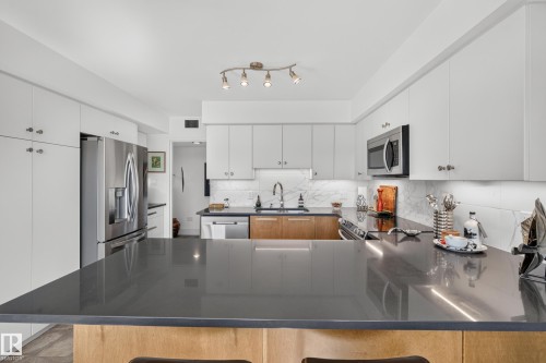 #303 9929 Saskatchewan Dr Nw, Edmonton, AB - Indoor Photo Showing Kitchen With Upgraded Kitchen
