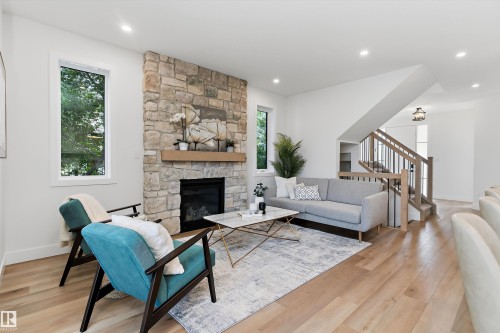 14512 86 Avenue Nw, Edmonton, AB - Indoor Photo Showing Living Room With Fireplace