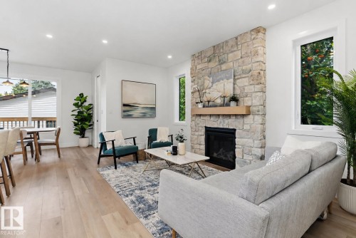 14512 86 Avenue Nw, Edmonton, AB - Indoor Photo Showing Living Room With Fireplace
