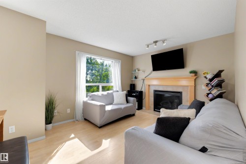 #3 450 Hyndman Cr Nw, Edmonton, AB - Indoor Photo Showing Living Room With Fireplace