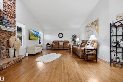 15552 49 Street Nw, Edmonton, AB - Indoor Photo Showing Living Room With Fireplace