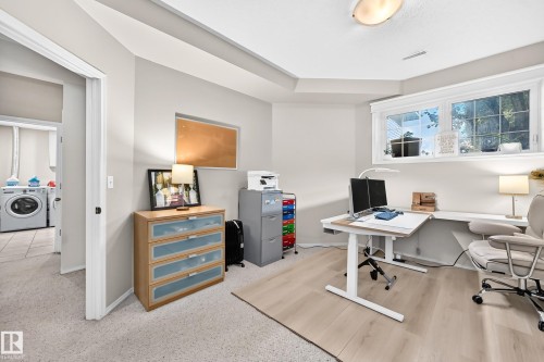 Recessed ceiling, light-toned walls, and a multi-pane window - 4210 37 Avenue Nw, Edmonton, AB - Indoor Photo Showing Office